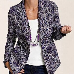 Chico's Vibrant Purple Paisley Blazer